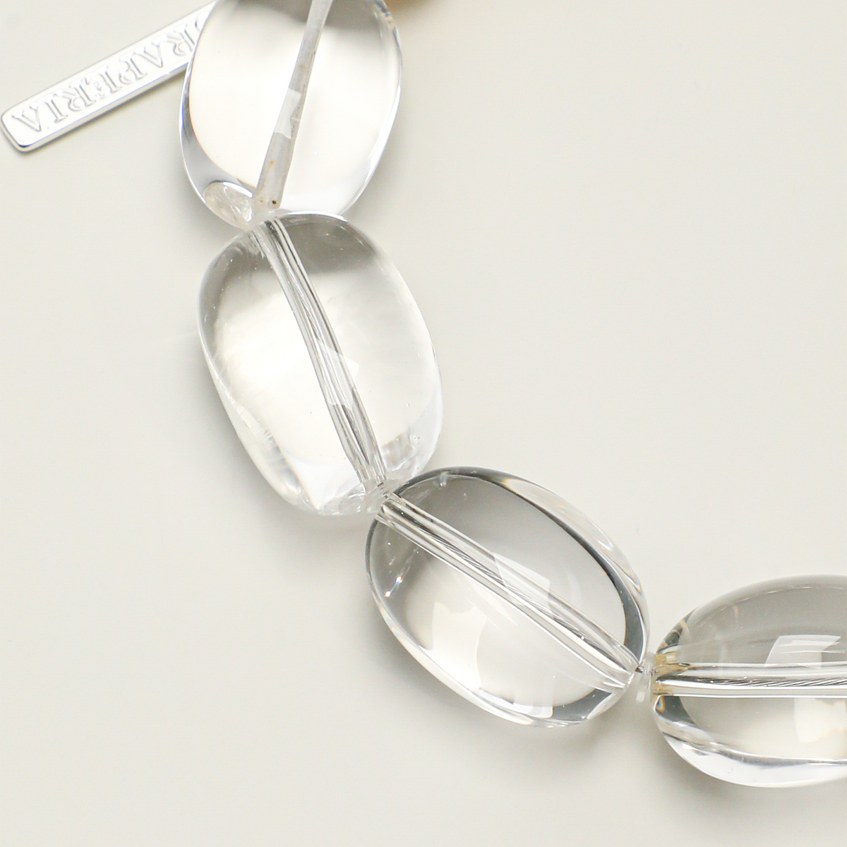 Clear quartz oval bead detail